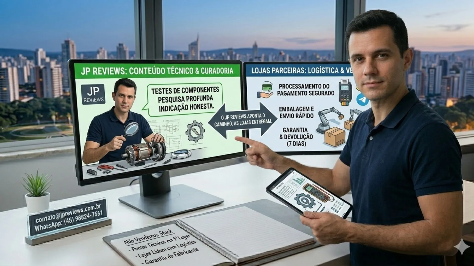 O JP Reviews vende produtos diretamente ao consumidor A nossa posição no mercado